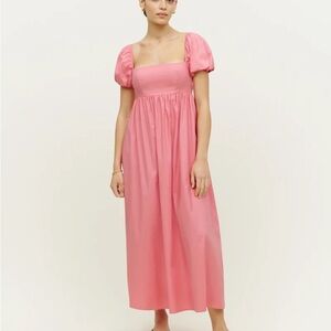 Reformation - Aurelia Dress Pink Maxi Dress with Puff Sleeves